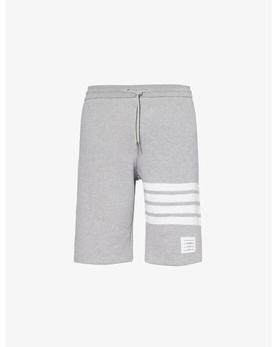 Thom Browne Four-bar Regular-fit Cotton-jersey Shorts X - Grey