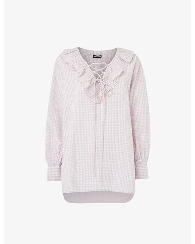 Whistles Francesca Check-design Cotton Blouse - Pink