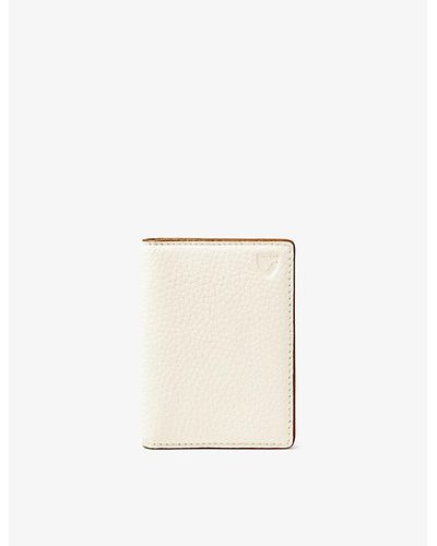 Aspinal of London Double-fold Logo-embossed Leather Card Case - Natural