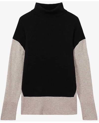 Reiss Alexis Colour-blocked Knitted Jumper - Black