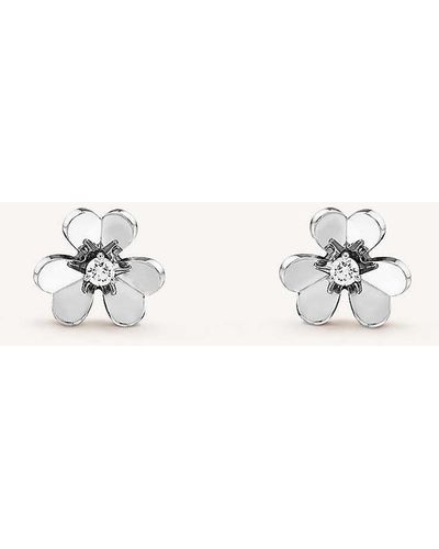 Van Cleef & Arpels Frivole Mini White-gold And 0.1ct Round-cut Diamond Earrings - Natural