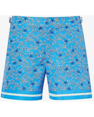 Orlebar Brown Setter Floral-print Regular-fit Swim Shorts - Blue