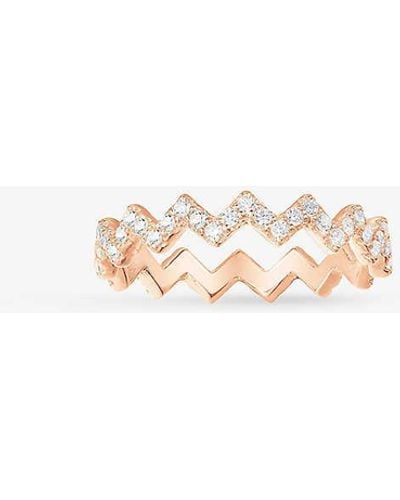 Apm Monaco Up And Down Rose-alloy And Cubic-zirconia Ring - Metallic