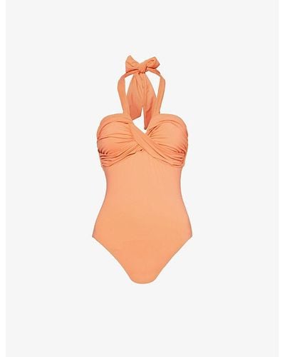 Seafolly Collective Halterneck Bandeau Recycled-nylon Swimsuit - Orange