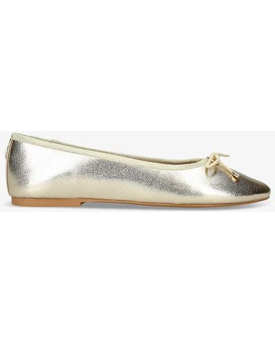 Steve Madden Blossoms Metallic Leather Ballet Court Shoes - Natural