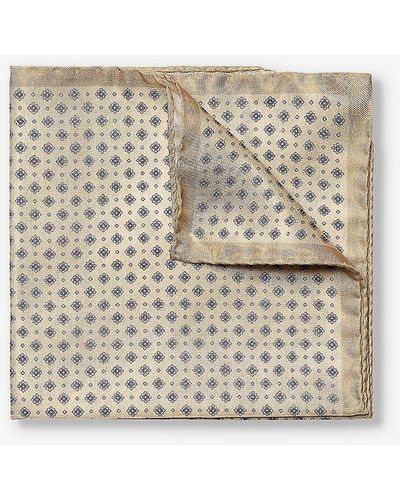 Eton Floral-print Silk Pocket Square - Natural