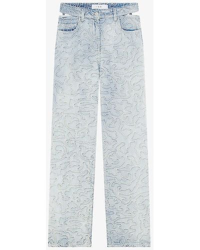 IRO Lambert Cut-out Embroidered High-rise Denim Jeans - Blue