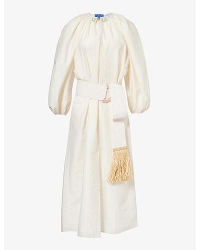 Nackiyé Grand Bazaar Pleated Cotton-blend Maxi Dress - Natural