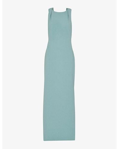 Whistles Tie Back Stretch-crepe Maxi Dress - Blue
