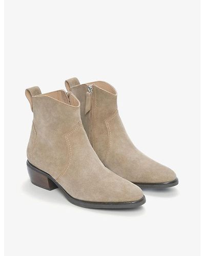 The White Company Wrexham Western Suede Ankle Boots - Natural