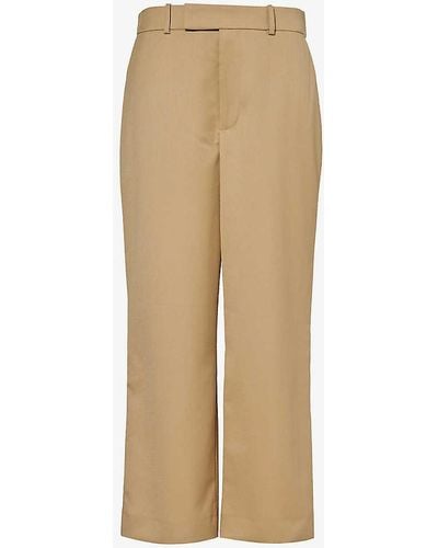 FRAME Easy Slim Wide-leg High-rise Cropped Wool-blend Trousers - Natural
