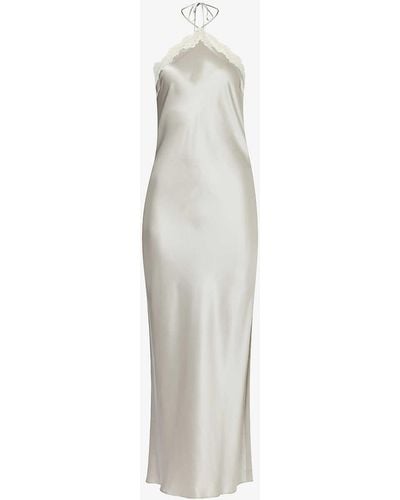 Reformation Aara Lace-trimmed Silk Midi Dres - White