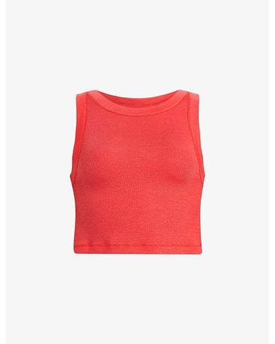 AllSaints Rina Round-neck Cropped Stretch-jersey Tank - Red