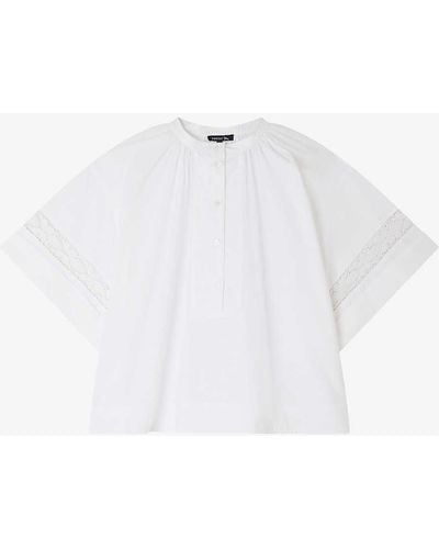 Soeur Albane Embroidered-panel Relaxed-fit Cotton Blouse - White