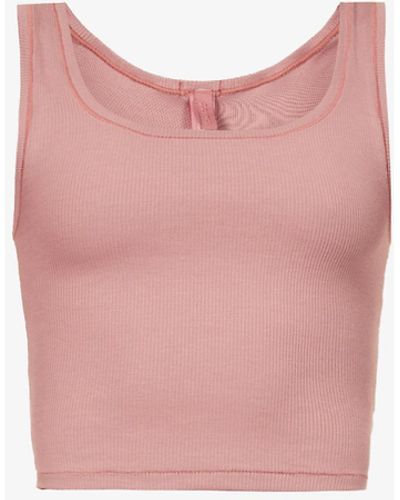 Skims Ribbed Stretch-cotton Tank Top - Pink
