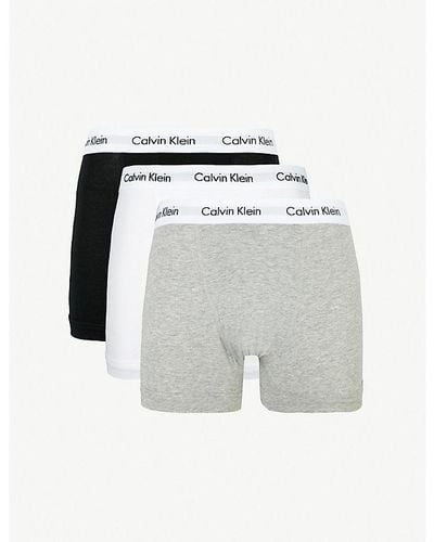 Calvin Klein Pack Of Three Cotton Stretch Classic-fit Stretch-cotton Trunks X - White
