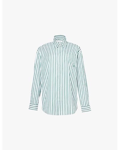 Sporty & Rich Island Stripe-print Cotton-poplin Shirt - Blue