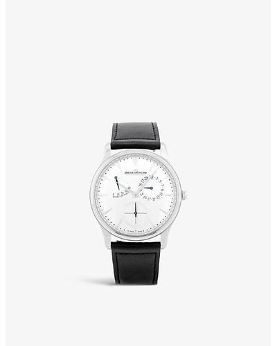 Jaeger-lecoultre Q1378420 Ultra Thin Reserve De Marche Stainless Steel And Leather Watch - White