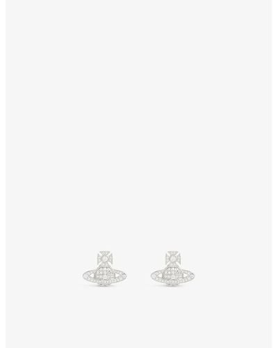 Vivienne Westwood Carmela Bas Relief Platinum-plated Brass And Cubic Zirconia Earrings - White