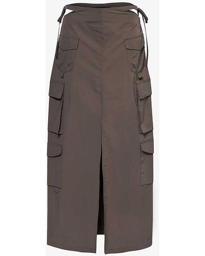 Daily Paper Zora Logo-embroidered Shell Maxi Skirt - Brown