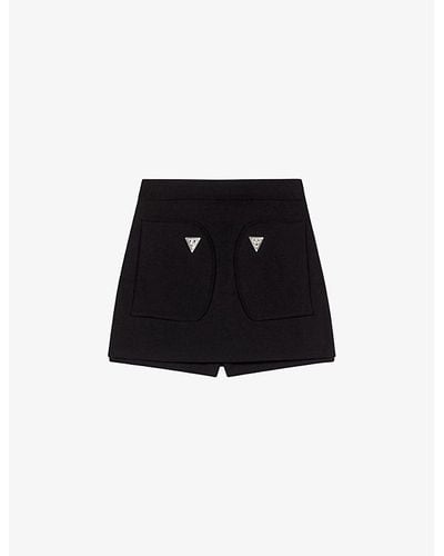 Maje Triangle Hardware-embellished Stretch-woven Mini Shorts - Black