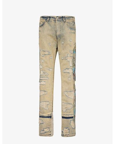 Who Decides War Unfurled Brand-motif Straight-leg Regular-fit Jeans - Natural