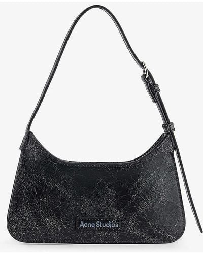 Acne Studios Platt Micro Crackle Leather Shoulder Bag - Black
