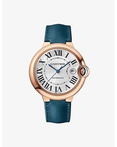 Cartier Crwgbb0051 Ballon Bleu De 18ct Rose-gold And Leather Automatic Watch - Blue