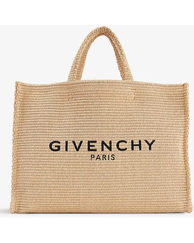 Givenchy G-tote Large Logo-embroidered Raffia Tote Bag - Natural