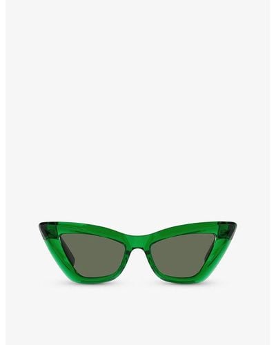 Bottega Veneta Bv1101s Cat-eye Acetate Sunglasses - Green