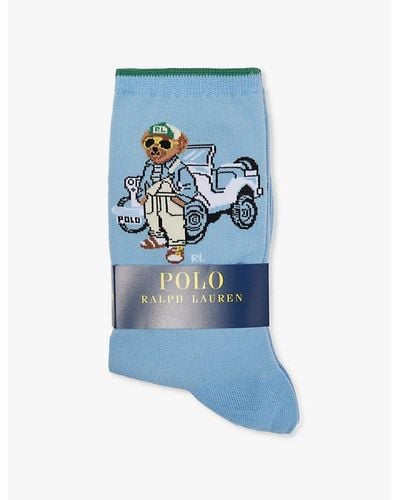 Polo Ralph Lauren Polo Bear Cotton-blend Knitted Socks - Blue