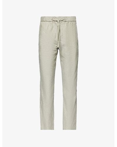 Frescobol Carioca Oscar Linen And Regular-fit Straight-leg Cotton-blend Pants - Grey