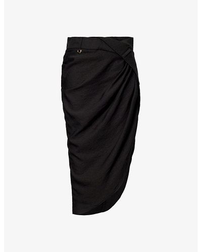 Jacquemus Saudade Asymmetric Woven Mini Skirt - Black
