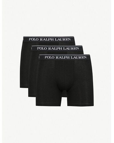 Polo Ralph Lauren Pack Of Three Classic-fit Stretch-cotton Boxer Briefs - Black