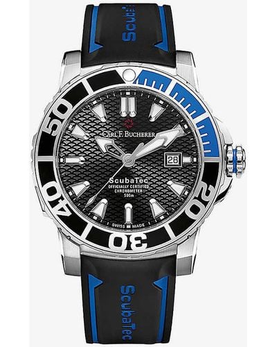 Carl F. Bucherer 00.10632.23.33.01 Cfb Patravi Scubatec Stainless-steel And Rubber Automatic Watch - Blue