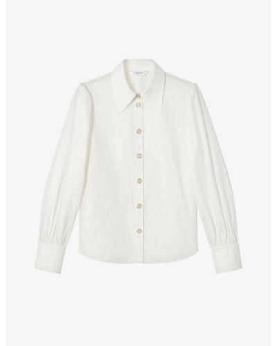 LK Bennett Sonya Puff-sleeve Cotton Shirt - White