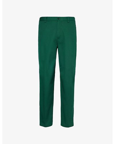 Lanvin Biker Brand-appliqué Tapered-leg Regular-fit Cotton-blend Pants - Green