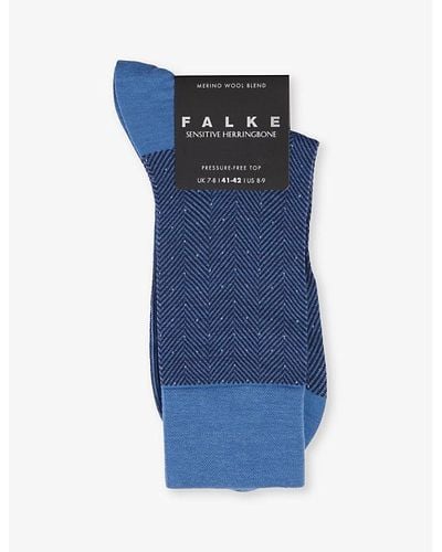 FALKE Herringbone-knit Wool-blend Socks - Blue