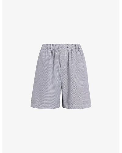 AllSaints Karina High-rise Relaxed-fit Organic-cotton Shorts - Gray