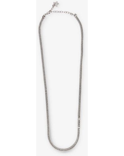 Versace Branded-clasp Braided-chain Metal Necklace - White