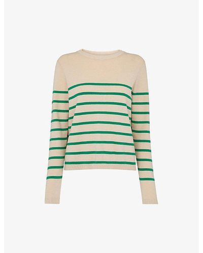 Whistles Stripe-detail Crew-neck Cotton Sweater - Multicolor