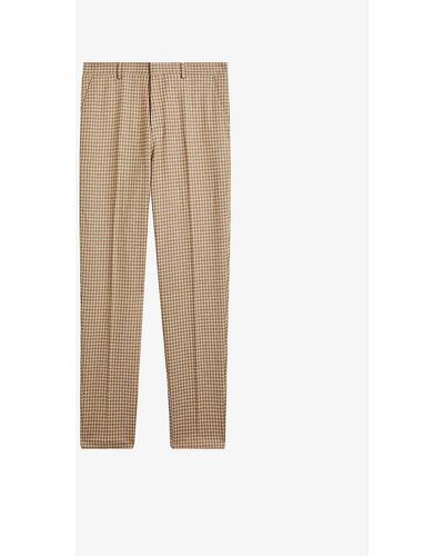 Ted Baker Pinsley Slim-fit Houndstooth Woven Trousers - Natural