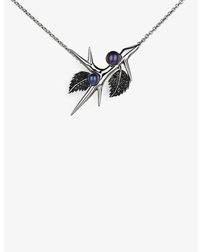 Shaun Leane Organic Blackthorn Double Leaf Sterling-, Pearl And Spinel Necklace - White