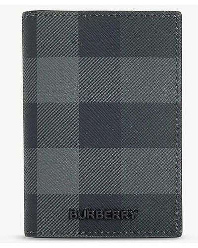 Burberry Check-pattern Coated-canvas Cardholder - Grey