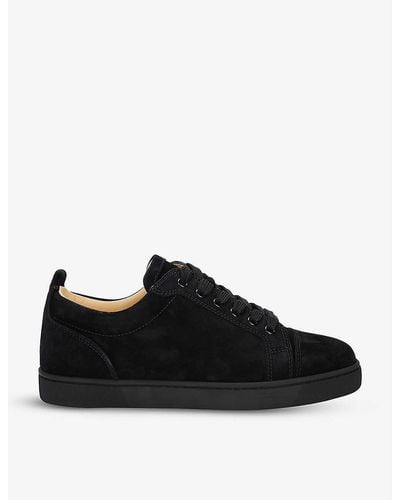 Christian Louboutin Louis Junior Flat Suede Mid-top Trainers - Black