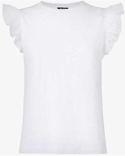 Whistles Frilled-sleeve Cotton-jersey T-shirt - White