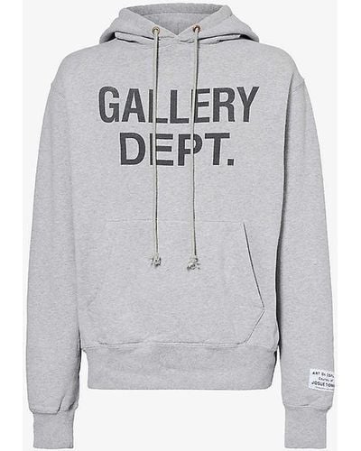 GALLERY DEPT. Logo Graphic-print Cotton-jersey Hoody - Grey
