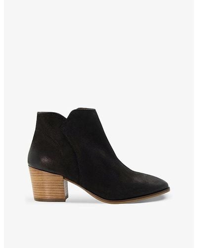 Dune Parlor Wide-fit Suede Heeled Ankle Boots - Black