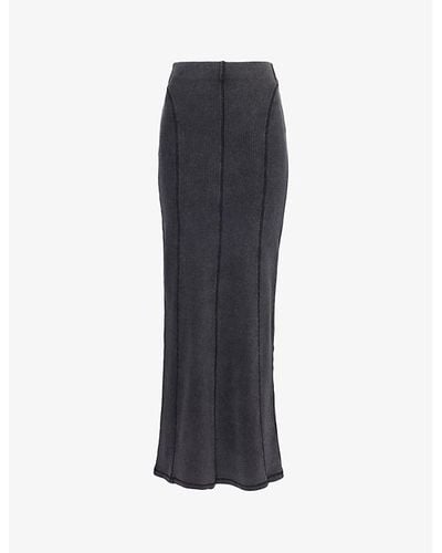 Daily Paper Nalia Ribbed High-rise Stretch-cotton Maxi Skirt - Black