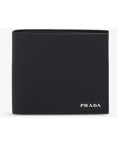 Prada Triangle-plaque Leather Wallet - Black